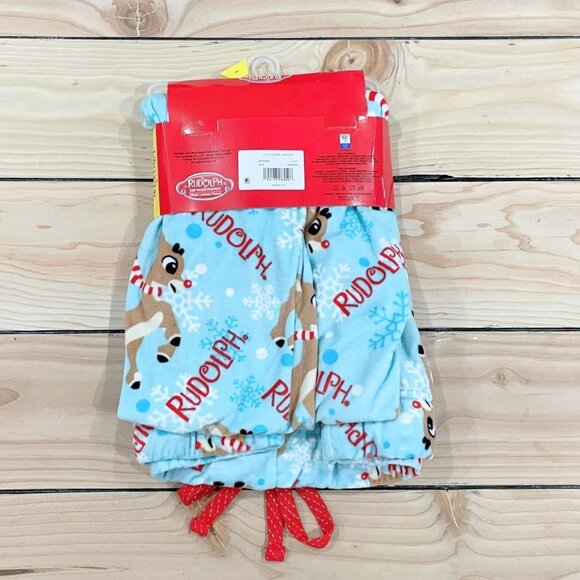 NEW 12-14 L Women's Soft Velour Rudolph the Red Nose Reindeer Sleep Jogger - Picture 3 of 3